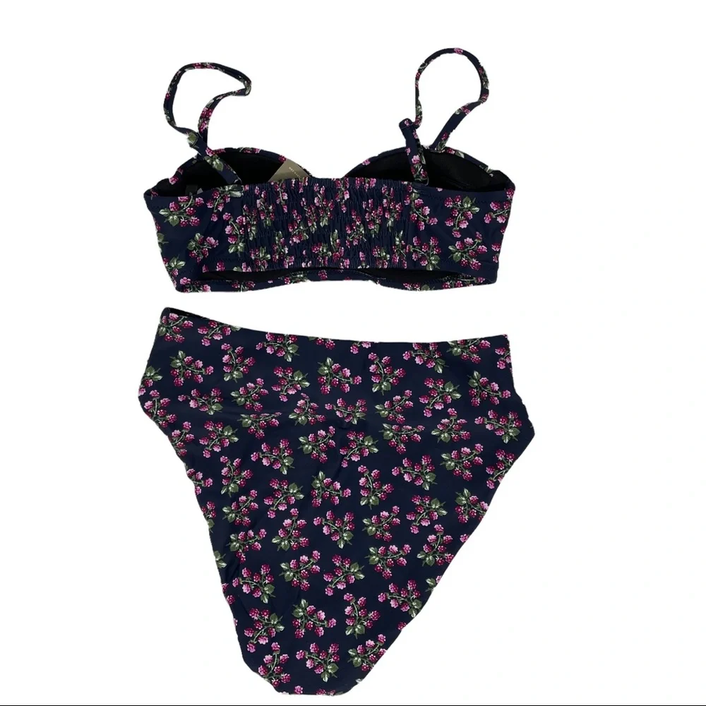 J. Crew Strappy Underwire Tie High Rise Bikini in Twilight Berry NWT